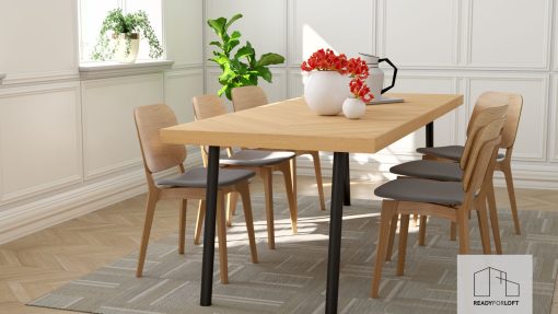 Fortun Fishbone Table with Round Legs